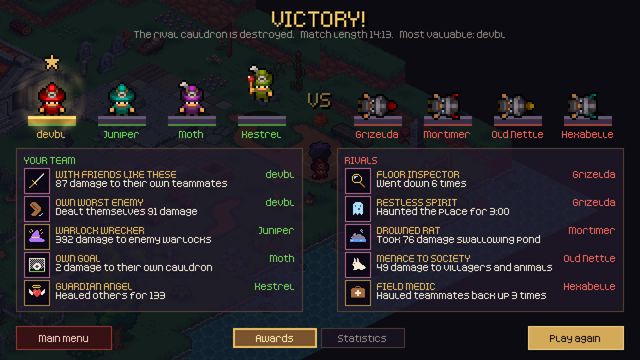 The awards after a 4v4 victory